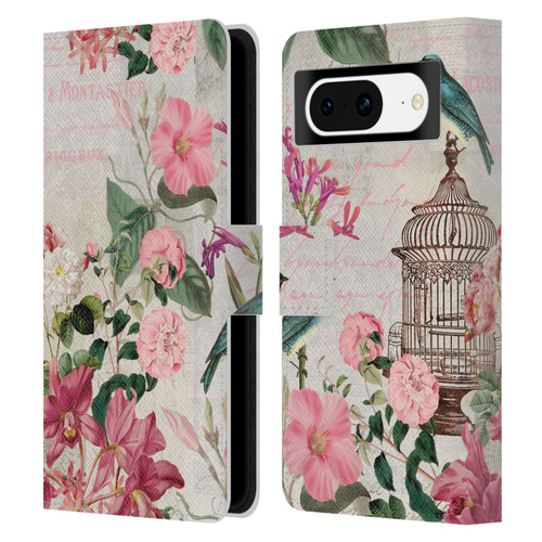 LebensArt Birds And Floral Birdcage Master Leather Book Wallet Case Cover For Google Pixel 8
