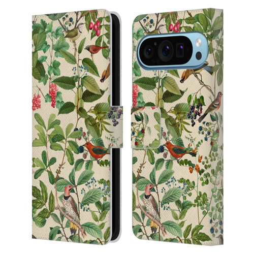 LebensArt Birds And Floral Berries Leather Book Wallet Case Cover For Google Pixel 9 / Pixel 9 Pro
