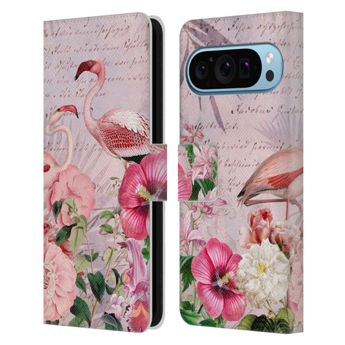 LebensArt Birds And Floral Flamingo Paradise Leather Book Wallet Case Cover For Google Pixel 9 / Pixel 9 Pro