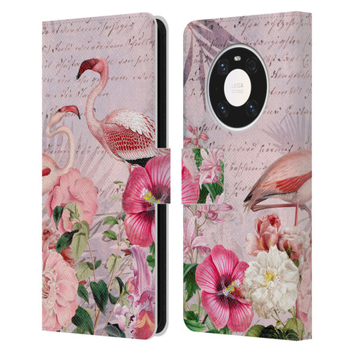 LebensArt Birds And Floral Flamingo Paradise Leather Book Wallet Case Cover For Huawei Mate 40 Pro 5G