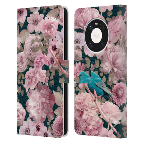 LebensArt Birds And Floral Sparrows In Pink Leather Book Wallet Case Cover For Huawei Mate 40 Pro 5G