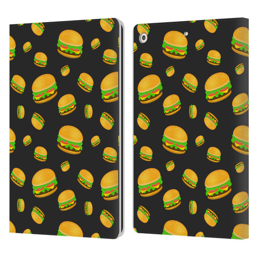 PLdesign Food Patterns Cool Fun Burger Leather Book Wallet Case Cover For Apple iPad 10.2 2019/2020/2021