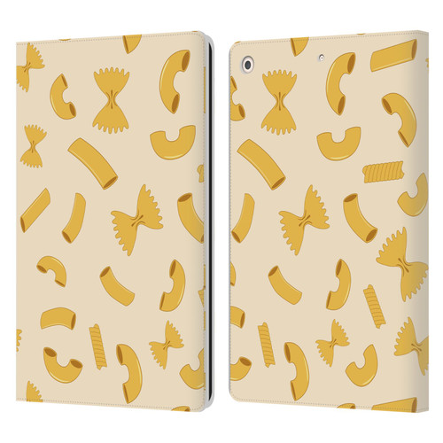 PLdesign Food Patterns Macaroni Pasta Gold Leather Book Wallet Case Cover For Apple iPad 10.2 2019/2020/2021