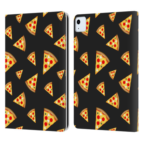 PLdesign Food Patterns Cool Fun Pizza Slices Black Leather Book Wallet Case Cover For Apple iPad Air 11 2020/2022/2024