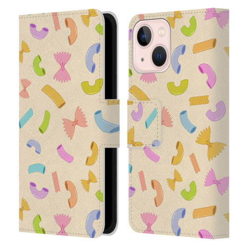 PLdesign Food Patterns Macaroni Pasta Colored Leather Book Wallet Case Cover For Apple iPhone 13 Mini