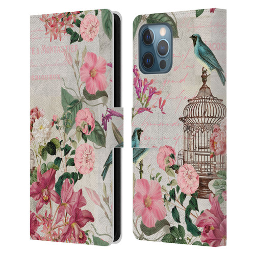 LebensArt Birds And Floral Birdcage Master Leather Book Wallet Case Cover For Apple iPhone 12 Pro Max