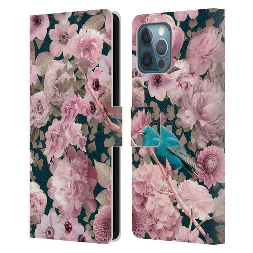 LebensArt Birds And Floral Sparrows In Pink Leather Book Wallet Case Cover For Apple iPhone 12 Pro Max