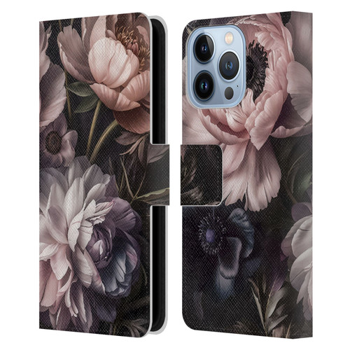 LebensArt Birds And Floral Baroque Smoke Leather Book Wallet Case Cover For Apple iPhone 13 Pro