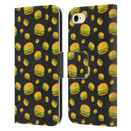 PLdesign Food Patterns Cool Fun Burger Leather Book Wallet Case Cover For Apple iPhone 7 / 8 / SE 2020 & 2022