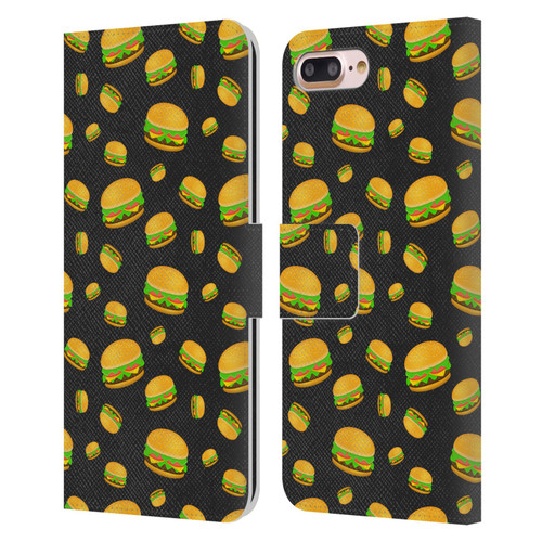 PLdesign Food Patterns Cool Fun Burger Leather Book Wallet Case Cover For Apple iPhone 7 Plus / iPhone 8 Plus