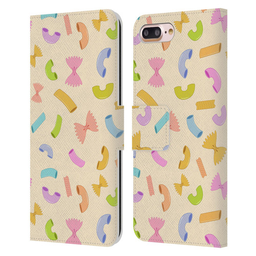 PLdesign Food Patterns Macaroni Pasta Colored Leather Book Wallet Case Cover For Apple iPhone 7 Plus / iPhone 8 Plus