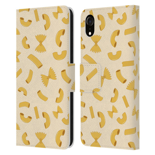 PLdesign Food Patterns Macaroni Pasta Gold Leather Book Wallet Case Cover For Apple iPhone XR