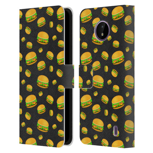 PLdesign Food Patterns Cool Fun Burger Leather Book Wallet Case Cover For Nokia C10 / C20