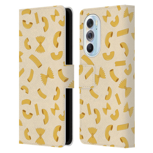 PLdesign Food Patterns Macaroni Pasta Gold Leather Book Wallet Case Cover For Motorola Edge X30