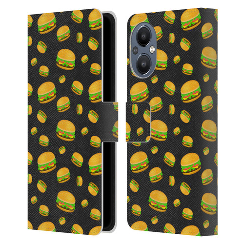 PLdesign Food Patterns Cool Fun Burger Leather Book Wallet Case Cover For OnePlus Nord N20 5G