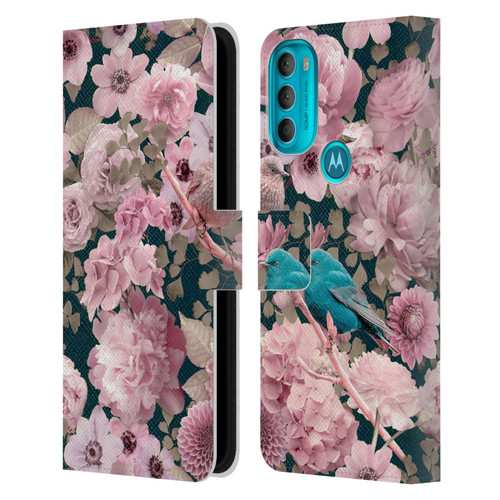 LebensArt Birds And Floral Sparrows In Pink Leather Book Wallet Case Cover For Motorola Moto G71 5G