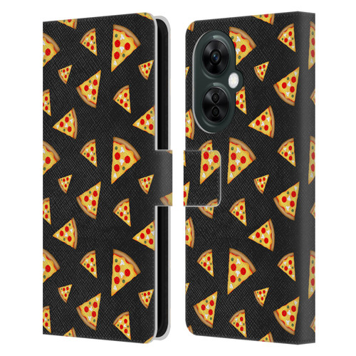 PLdesign Food Patterns Cool Fun Pizza Slices Black Leather Book Wallet Case Cover For OnePlus Nord CE 3 Lite 5G