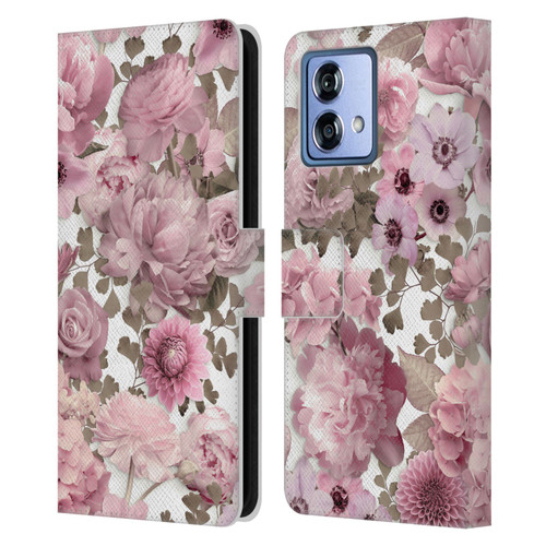 LebensArt Birds And Floral Pink Flower Pattern Kopie Leather Book Wallet Case Cover For Motorola Moto G84 5G