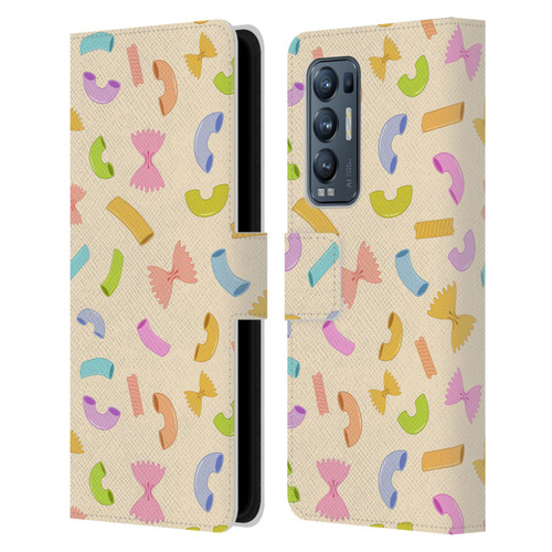 PLdesign Food Patterns Macaroni Pasta Colored Leather Book Wallet Case Cover For OPPO Find X3 Neo / Reno5 Pro+ 5G