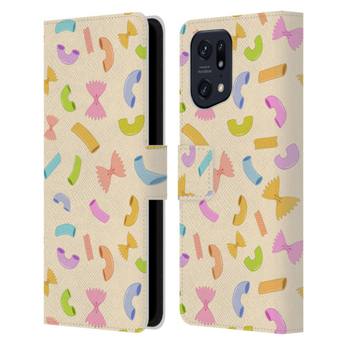 PLdesign Food Patterns Macaroni Pasta Colored Leather Book Wallet Case Cover For OPPO Find X5