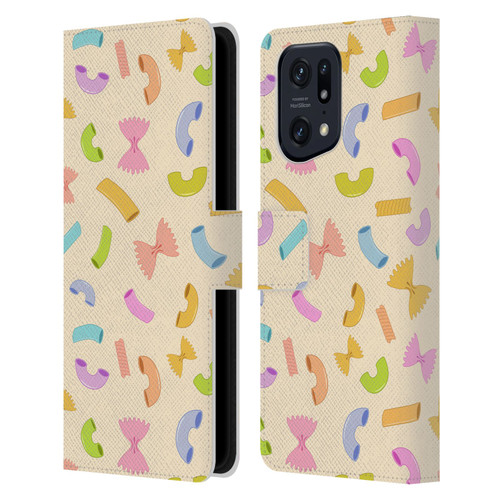 PLdesign Food Patterns Macaroni Pasta Colored Leather Book Wallet Case Cover For OPPO Find X5 Pro