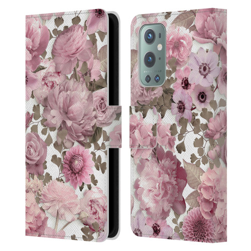 LebensArt Birds And Floral Pink Flower Pattern Kopie Leather Book Wallet Case Cover For OnePlus 9