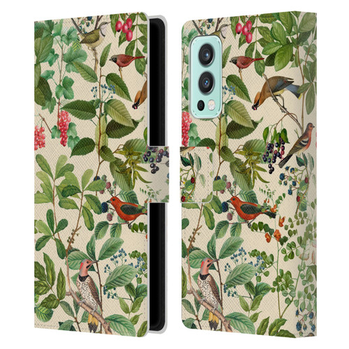 LebensArt Birds And Floral Berries Leather Book Wallet Case Cover For OnePlus Nord 2 5G