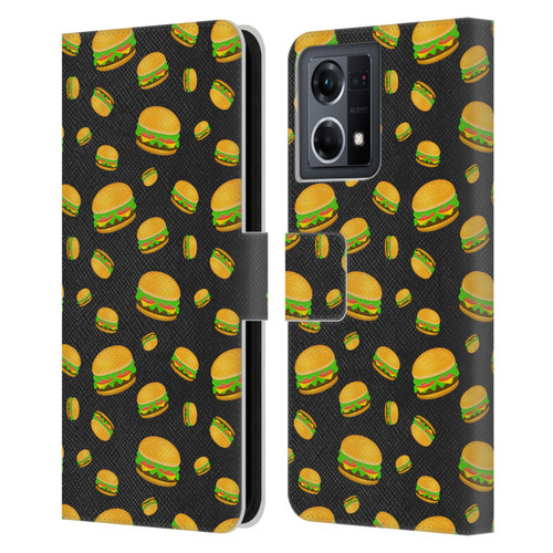 PLdesign Food Patterns Cool Fun Burger Leather Book Wallet Case Cover For OPPO Reno8 4G