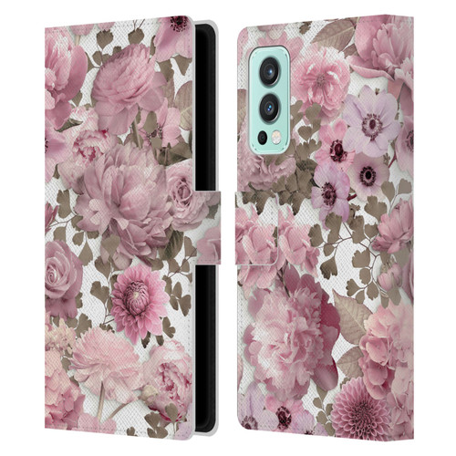 LebensArt Birds And Floral Pink Flower Pattern Kopie Leather Book Wallet Case Cover For OnePlus Nord 2 5G