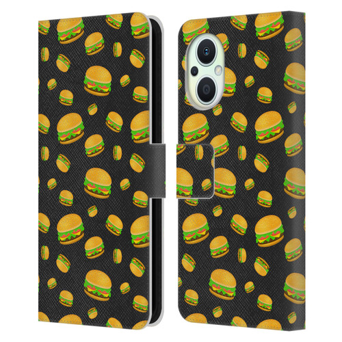 PLdesign Food Patterns Cool Fun Burger Leather Book Wallet Case Cover For OPPO Reno8 Lite