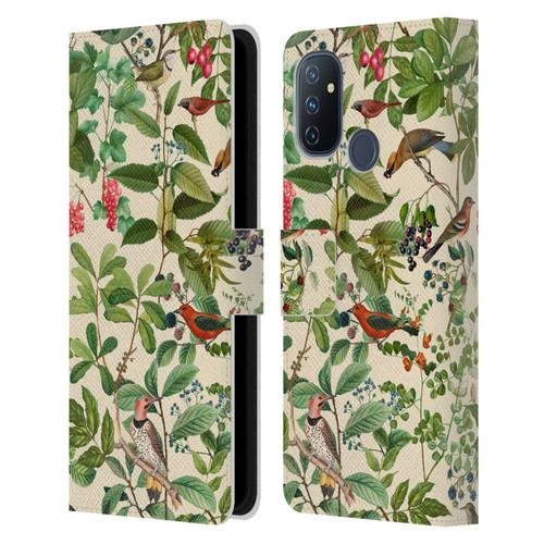 LebensArt Birds And Floral Berries Leather Book Wallet Case Cover For OnePlus Nord N100