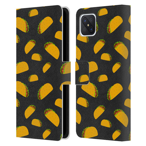 PLdesign Food Patterns Cool Fun Taco Leather Book Wallet Case Cover For OPPO Reno4 Z 5G
