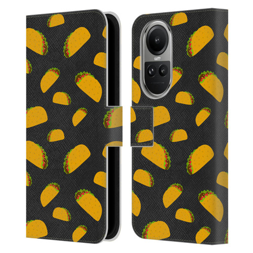 PLdesign Food Patterns Cool Fun Taco Leather Book Wallet Case Cover For OPPO Reno10 5G / Reno10 Pro 5G