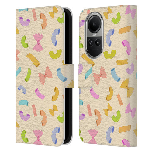PLdesign Food Patterns Macaroni Pasta Colored Leather Book Wallet Case Cover For OPPO Reno10 5G / Reno10 Pro 5G