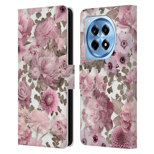 LebensArt Birds And Floral Pink Flower Pattern Kopie Leather Book Wallet Case Cover For OnePlus 12R