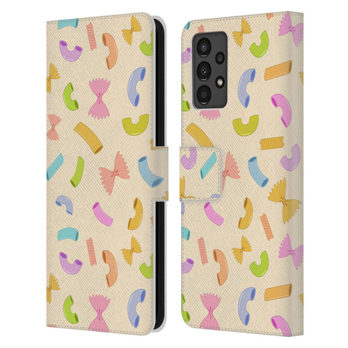 PLdesign Food Patterns Macaroni Pasta Colored Leather Book Wallet Case Cover For Samsung Galaxy A13 (2022)