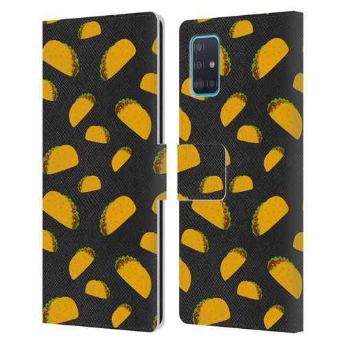 PLdesign Food Patterns Cool Fun Taco Leather Book Wallet Case Cover For Samsung Galaxy A51 (2019)