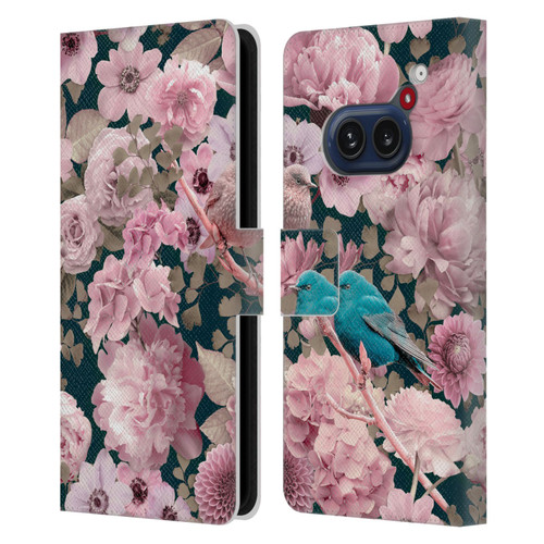 LebensArt Birds And Floral Sparrows In Pink Leather Book Wallet Case Cover For Nothing Phone (2a)