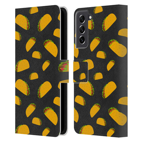 PLdesign Food Patterns Cool Fun Taco Leather Book Wallet Case Cover For Samsung Galaxy S21 FE 5G
