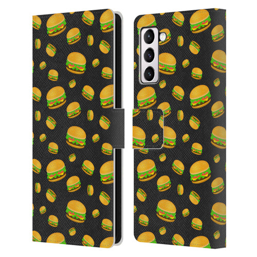 PLdesign Food Patterns Cool Fun Burger Leather Book Wallet Case Cover For Samsung Galaxy S21+ 5G