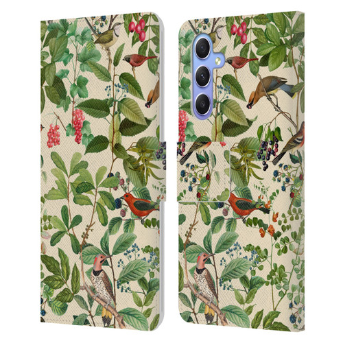 LebensArt Birds And Floral Berries Leather Book Wallet Case Cover For Samsung Galaxy A34 5G