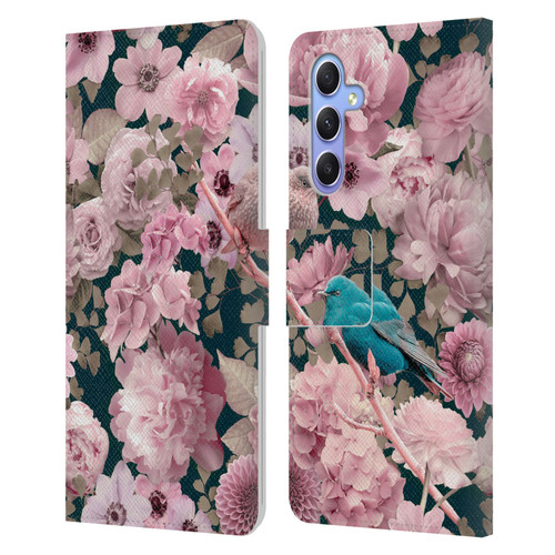 LebensArt Birds And Floral Sparrows In Pink Leather Book Wallet Case Cover For Samsung Galaxy A34 5G