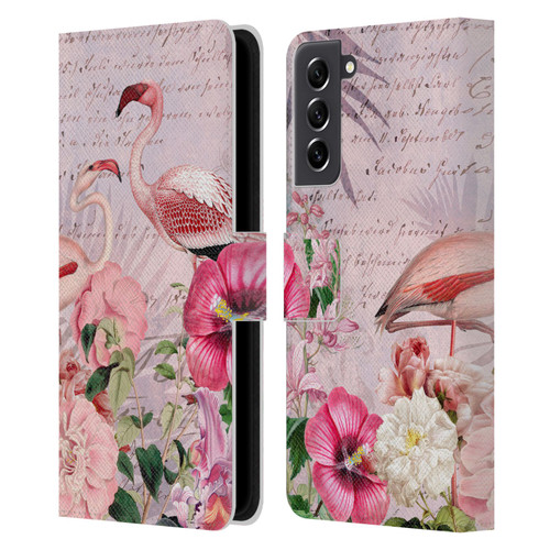 LebensArt Birds And Floral Flamingo Paradise Leather Book Wallet Case Cover For Samsung Galaxy S21 FE 5G