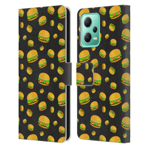 PLdesign Food Patterns Cool Fun Burger Leather Book Wallet Case Cover For Xiaomi Redmi Note 12 5G