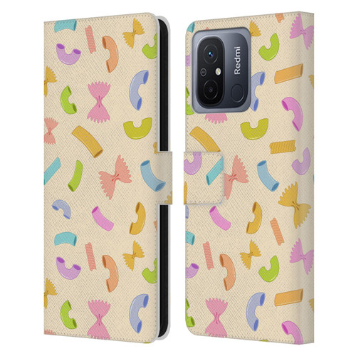 PLdesign Food Patterns Macaroni Pasta Colored Leather Book Wallet Case Cover For Xiaomi Redmi 12C