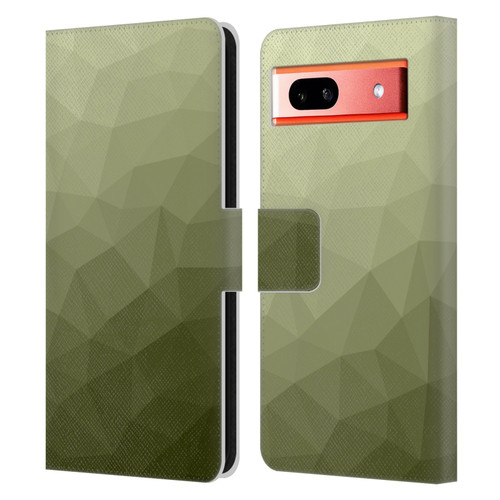 PLdesign Geometric Patterns Army Green Gradient Mesh Leather Book Wallet Case Cover For Google Pixel 7a