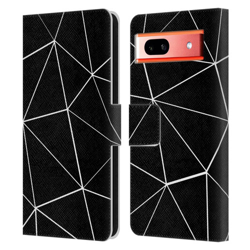 PLdesign Geometric Patterns Black Triangles White Lines Leather Book Wallet Case Cover For Google Pixel 7a
