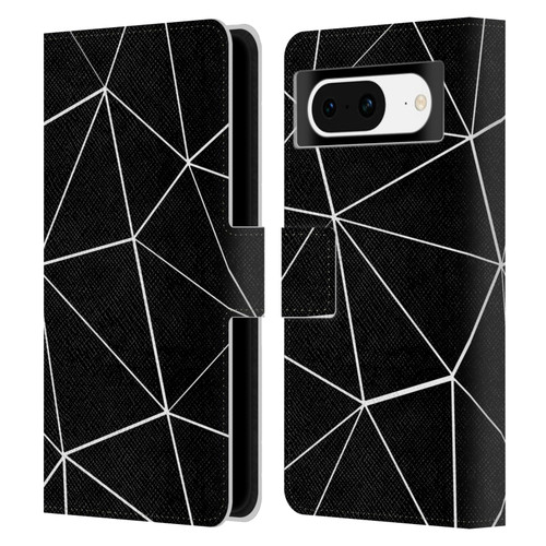 PLdesign Geometric Patterns Black Triangles White Lines Leather Book Wallet Case Cover For Google Pixel 8