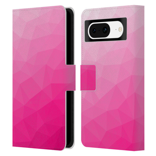 PLdesign Geometric Patterns Hot Pink Gradient Mesh Leather Book Wallet Case Cover For Google Pixel 8