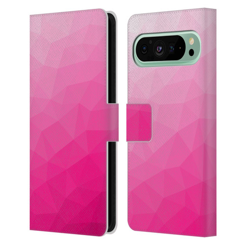 PLdesign Geometric Patterns Hot Pink Gradient Mesh Leather Book Wallet Case Cover For Google Pixel 9 Pro XL